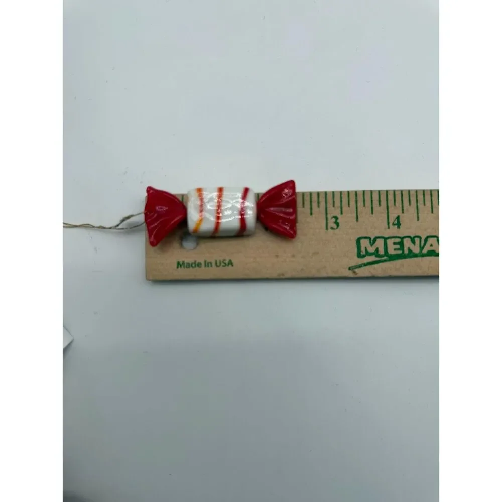 festive red and white glass wrapped candy, ornaments